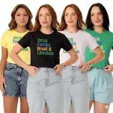 T-SHIRT DEUS FAMILIA BRASIL E LIBERDADE