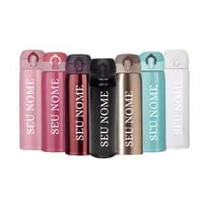 Garrafa Térmica Squeeze Inox 400ml Personalizada Nome Logo Time Empresa Logotipo