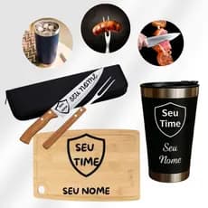 Kit churrasco Personalizado Gravação A Laser Garfo Faca Copo Térmico