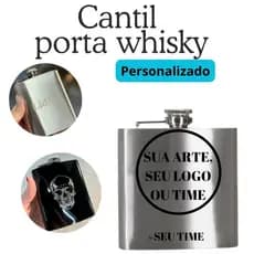 Cantil Porta Whisky Bebidas Em Aço Inox De Bolso Personalizado Frasco Festas 207ML