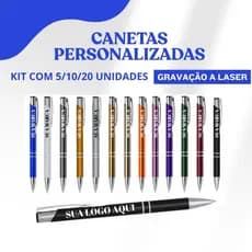 Kit Caneta Metal Personalizada Com Nome Logo Símbolo Marca Gravado a Laser