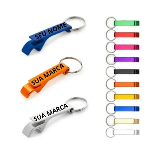Kit 5/10 Chaveiros Abridor De Garrafa E Latinha Personalizado Nome Logo Marca Gravação a Laser