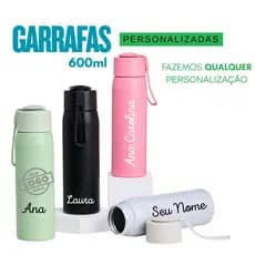 Garrafa Com Alça 600ml Para Transporte Personalizada Logo Nome Time Profissão