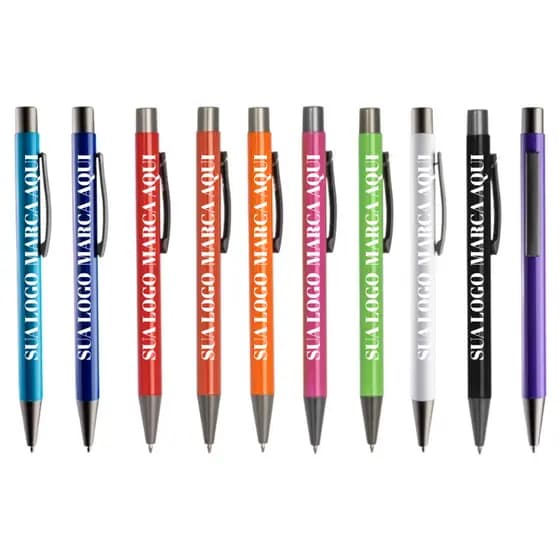 Kit 5/ 10 Canetas Personalizada Metal Empresa Logo Nome 3.0