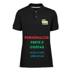 Camisa Camiseta Polo Personalizada Masculina Feminina Plus Size Frente Costa Piquet Algodão Uniforme Empresa Logo Marca