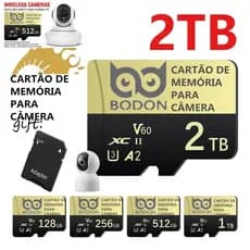 Cartão Micro SD BODON 2 Tb Ultra Rápido Classe 10 U3 A2 512 Gb para Câmera Drone celular PC