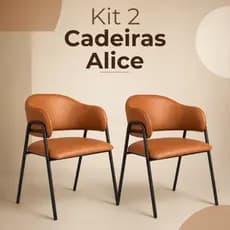 Kit 2 Cadeiras Alice Jantar Sala De Estar Estofada Confortável Cozinha Moderna Apartamento Ergonômica Espaço Gourmet