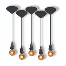Kit 5 Fio Pendente Lustre Luminária de Teto Soquete Coluna E27 Cabo PP Preto 1mt 110/220V