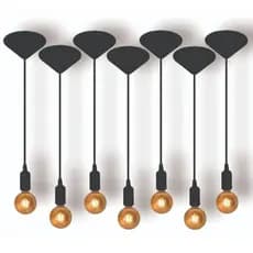 Kit 7 Fio Pendente Lustre Luminária de Teto Soquete Liso E27 Cabo PP 1mt Preto
