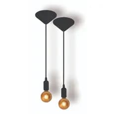 Kit 2 Fio Pendente Lustre Luminária de Teto Retrô Soquete Liso E27 Cabo PP 1mt Preto