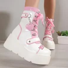 Demonia botas de sola grossa novo estilo Punk motocicleta botas de cano médio de sola grossa feminino europeu