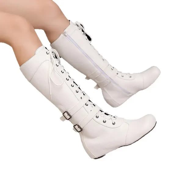 Outono inverno plana Retro cor sólida botas longas botas femininas sapatos femininos tamanho grande botas de cavaleiro