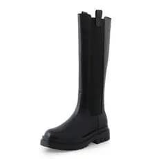 Botas longas de cavaleiro botas elásticas europeias americanas botas de joelho de sola grossa Chelsea botas femininas bo