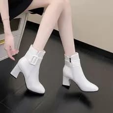 Martin botas novo estilo botas femininas tubo médio estilo britânico salto alto feminino outono inverno botas finas