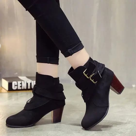 Verão europeu americano novo estilo tamanho grande sapatos femininos salto baixo salto grosso dedo do pé redondo fivela