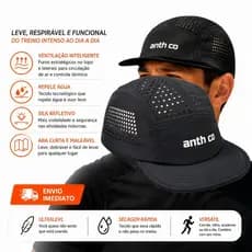 Boné Original Corrida Acessório Aba Curta Proteção Uv50 Repele Água Respiravel Preto