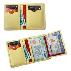 Carteira Feminina Couro Legítmo Macio Resistente Original com Porta Cartão Porta Rg e Cnh Dinheiro Amarelo