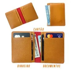 Carteira Feminina Compacta Couro Legitmo Super Macio Estilo Fashion Elegante Moderna Marrom Caramelo