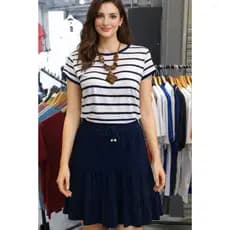 Conjunto Feminino Listrado Saia E Blusa Moda Evangelica Viscolycra Premium