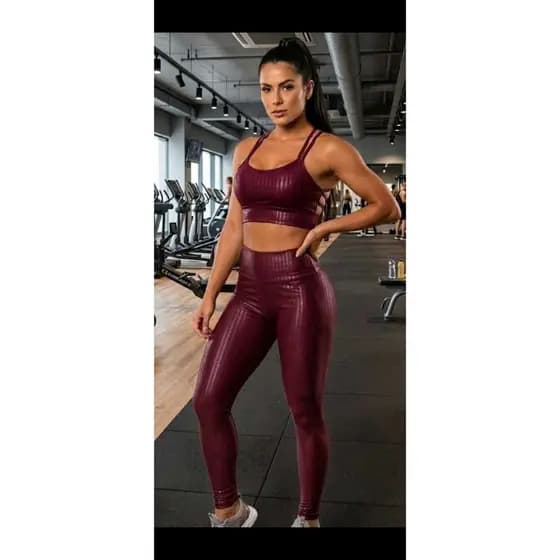 Conjunto Fitness Feminino Cropped e Calça Cirrê 3D Moda Fitness