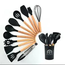 Jogo de Cozinha Kit Utensílios 12 Peças Silicone Colher Garfo Espátula Promoção !