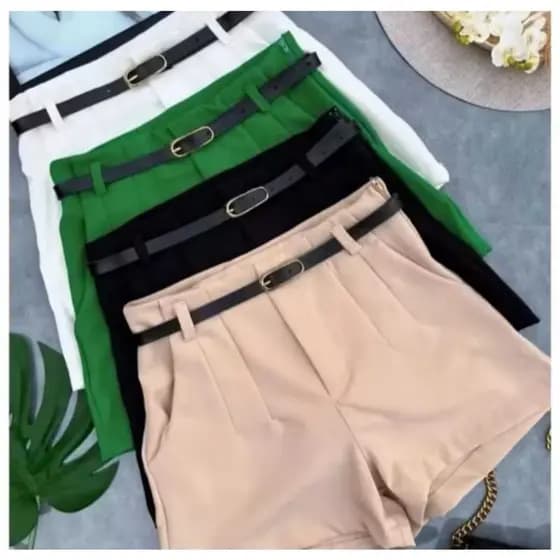Short Feminino de Alfaiataria Com Cinto Social Blogueira Promoção !