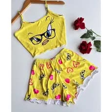 Pijama Baby Doll Feminino Estampa Personagens Promoção
