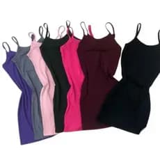 Vestido Canelado Feminino Alcinha Midi Tubinho Alça Fina Moda Promoção !