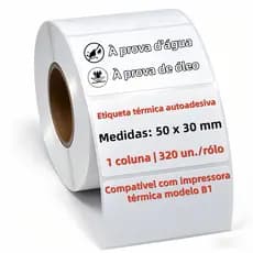 Etiquetas Térmicas 50x30mm Compatível B1 | À Prova d'Água e Alta Adesão