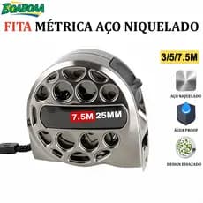 FITA MÉTRICA AÇO INOX PROFISSIONAL 3/5/7,5M – ALTA PRECISÃO, ÁGUA-RESISTENTE, ANTI-FERRUGEM