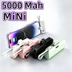 Carregador Portátil Mini Power Bank 5000mAh Com 02 Saídas Tipo-C / Lightning