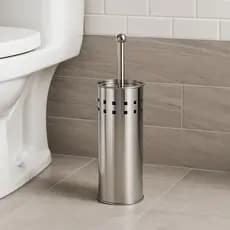 Kit Conjunto Jogo 3 Escovas Sanitárias Banheiro Moderna em Aço Inox Polido