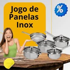 Conjunto Jogo Completo de Panelas 5 Peças – Aço Inox com Tampa de Vidro