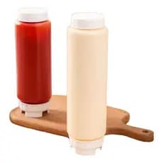 Kit 2 Bisnagas 700ml Invertidas Para Temperos Molhos Caldas Ketchup Maionese FIFO