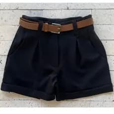 Short Alfaiataria Feminino Com Cinto Cintura Alta Com Bolso ENVIO IMEDIATO