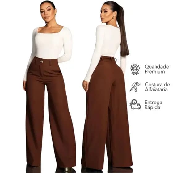 Calça Alfaiataria Pantalona Cintura Alta