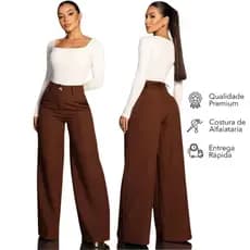 Calça Alfaiataria Pantalona Cintura Alta