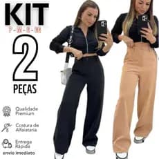 Kit 2 Calça Alfaiataria PREMIUM Cintura Alta Com Bolso ENTREGA RAPIDA