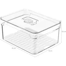 Organizador de Geladeira Acrílico com Tampa e Bandeja Removível Clear Fresh 2,2L – OU