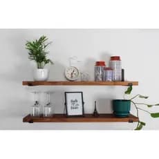 2 Prateleira Industrial Com Mão francesa de ferro invertida Nicho Decoração Rustica Casa Moderna