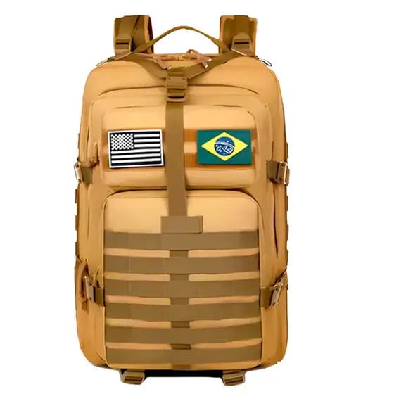 Mochila Militar Impermeável Tática [Bege]Mochila Tática Militar Impermeável 50L com MOLLE Mochila Militar 50L com Patche