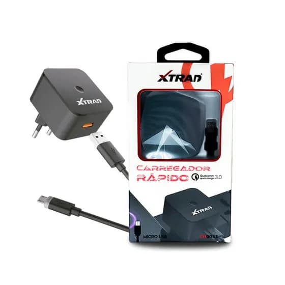 Cabo com Fonte Carregador Turbo Micro USB V8Carregador Turbo 3.0 Inteligente Com Cabo Micro Usb V8 Cabo + Fonte Carregad