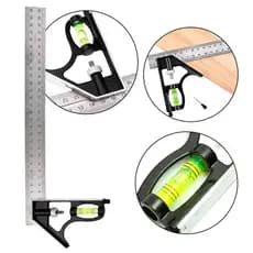 Esquadro Combinado com NívelEsquadro Combinado Inox Com Nível E Régua Profissional Ferramenta Multifuncional Esquadro Co