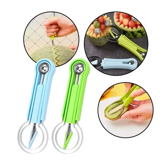 Kit Colher Forma Bola Frutas Decorar Esculpir [3 Peças]Kit Colher Forma Bola Frutas Decorar 3 Peças Conjunto Ferramentas