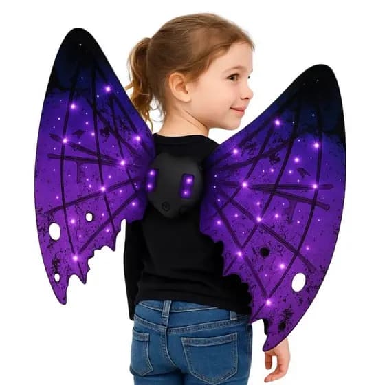 Asa Fantasia Infantil Led HalloweenAsas Fantasia Infantil Led Halloween Fantasia Asas Infantais Com LED E Música Asas Fa