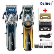 Maquina de Cortar Cabelo Profissional Recarregável Bivolt Kemei KM-1767 barbeador Elétrico De Corte