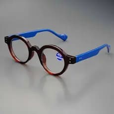 Óculos Redondos Masculinos Vintage Luz Azul Bloqueando Armações Ópticas Design De Marca Na Moda Sem Prescrição