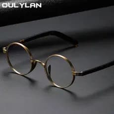 Retro Pequeno Redondo Óculos Quadro Unisex Ultraleve Metal Anti Luz Azul Lente Transparente Ópticos