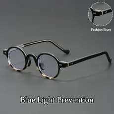 Personalidade Óculos Quadro Unisex Ultraleve Pequeno Redondo Rebite Anti Luz Azul Lente Transparente Ópticos