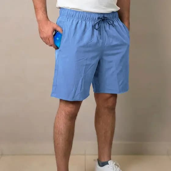 Short Masculino Tactel Mauricinho com Elástico e Cordão, 3 Bolsos e Modelagem Confortável